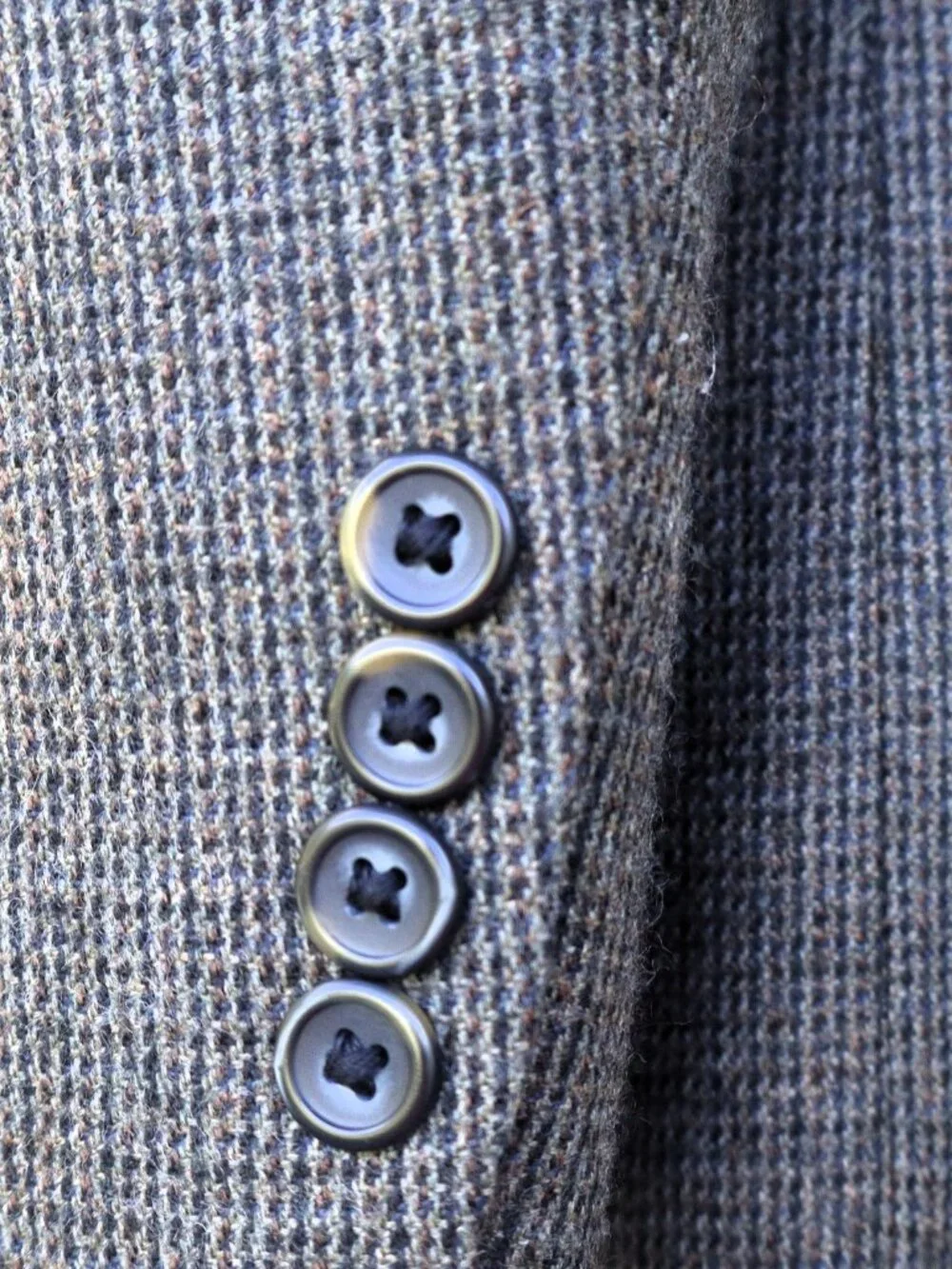 Men's 46R Taupe Houndstooth 100% Lambswool Sport Coat Blazer Geoffrey Beene